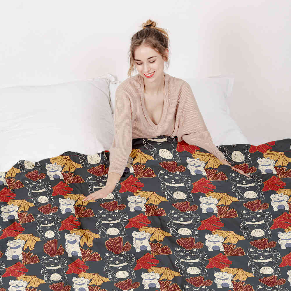 Couette thérapeutique Ensemble de linge de lit Chat porte-bonheur