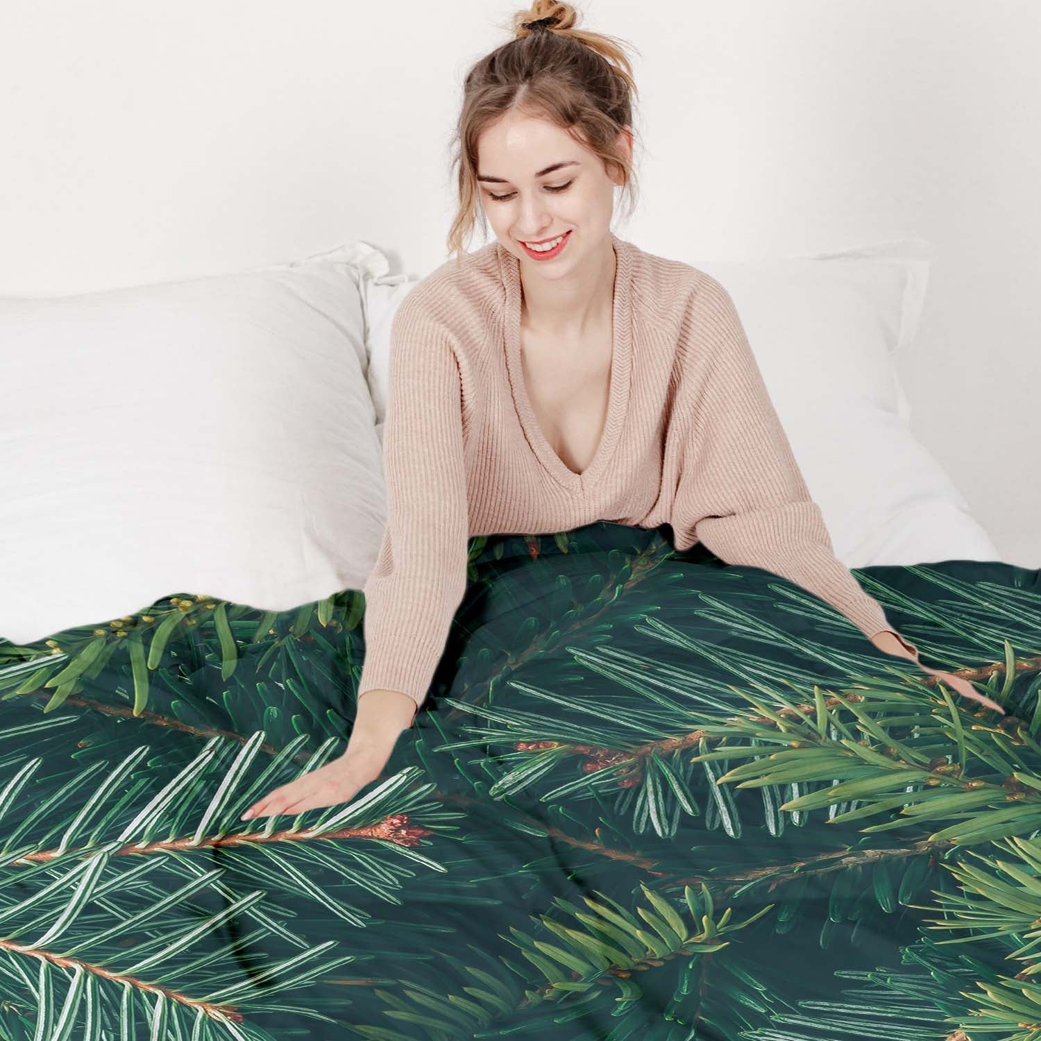 Set de linge de lit Therapiedecnen avec des branches de sapin vertes