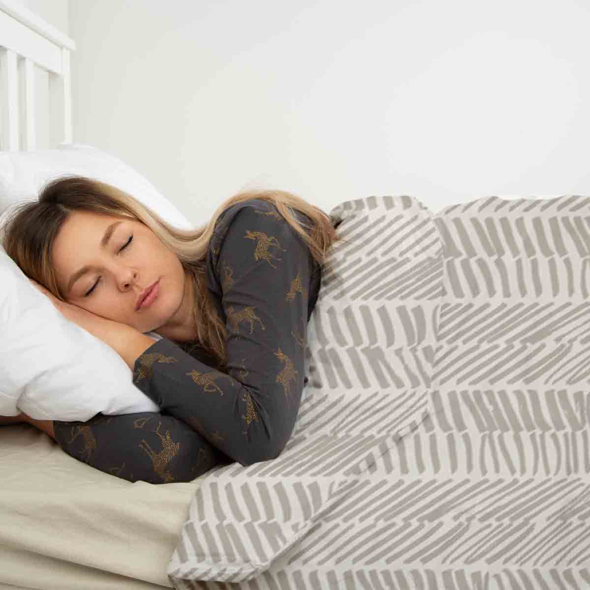 Original Therapiedecke - Ensemble de literie en coton Beige avec rayures