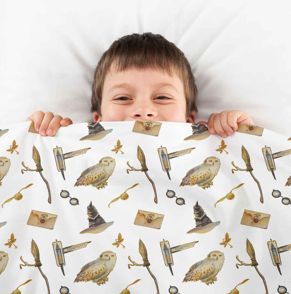 Original Therapiedecke - Ensemble de literie en coton blanc avec hiboux