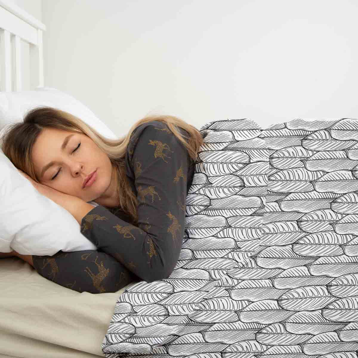 Original Therapiedecke - Ensemble de literie en coton TD gris avec feuilles d'érable