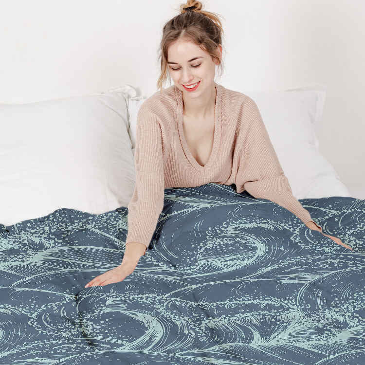Couverture thérapeutique originale - Housse en coton Vagues dans la mer