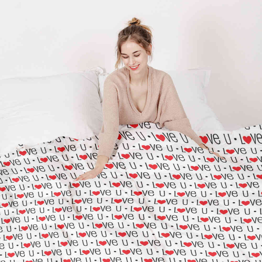 Couverture thérapeutique originale - Housse en coton blanc Love U