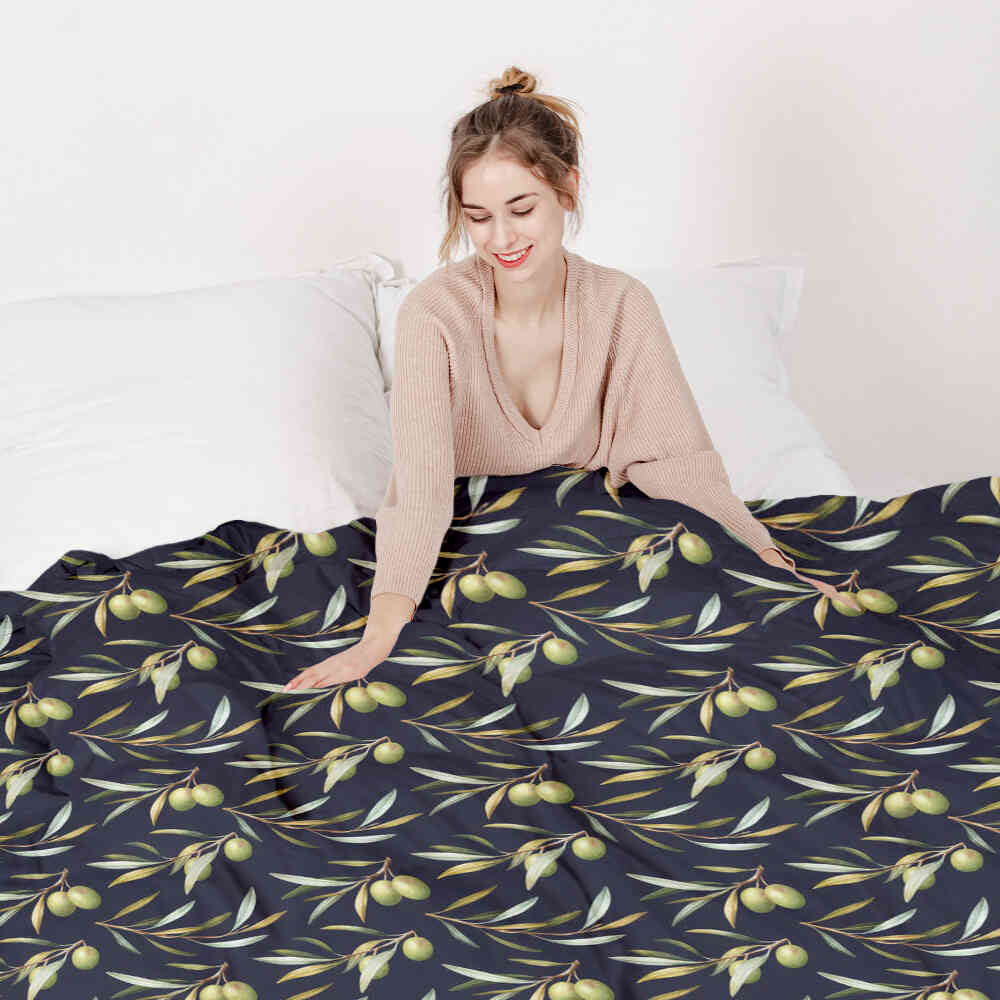 Couverture thérapeutique originale - Housse en coton avec olives