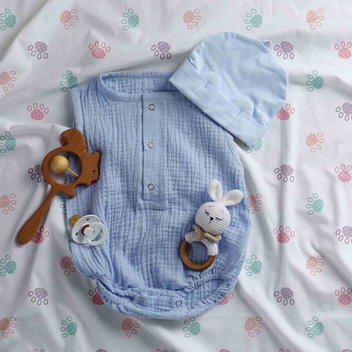 Couette thérapeutique Ensemble de literie blanc avec pattes colorées