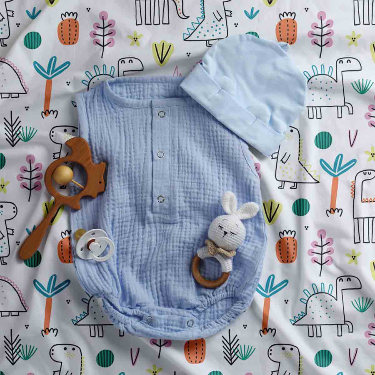 Original Therapiedecke - Ensemble de literie en coton Avec dinos multicolores