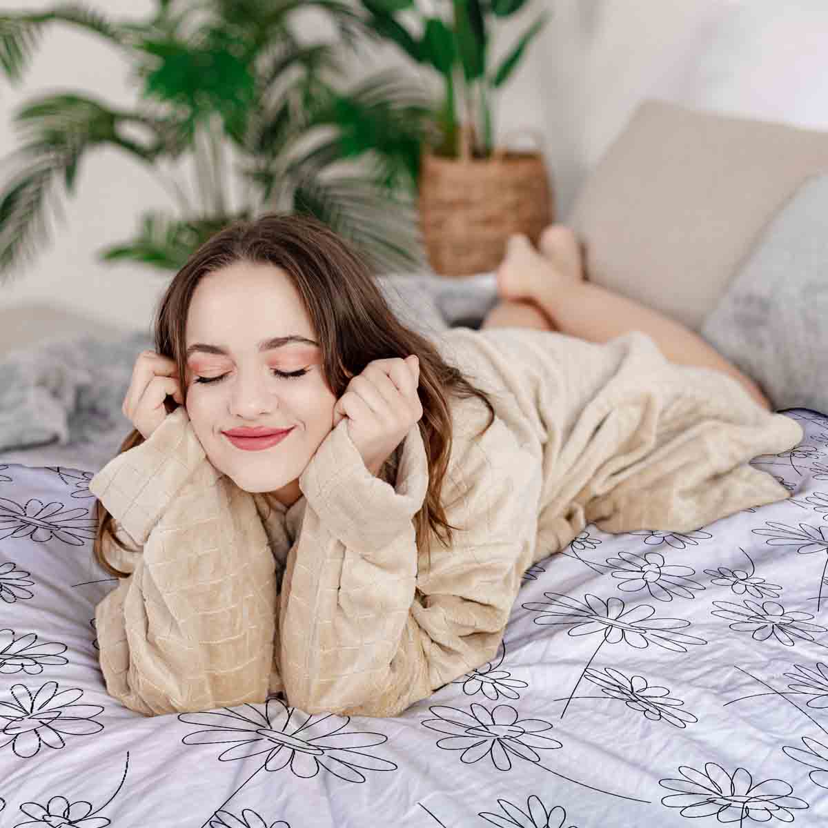 Couette thérapeutique Ensemble de literie Blanc Daisy