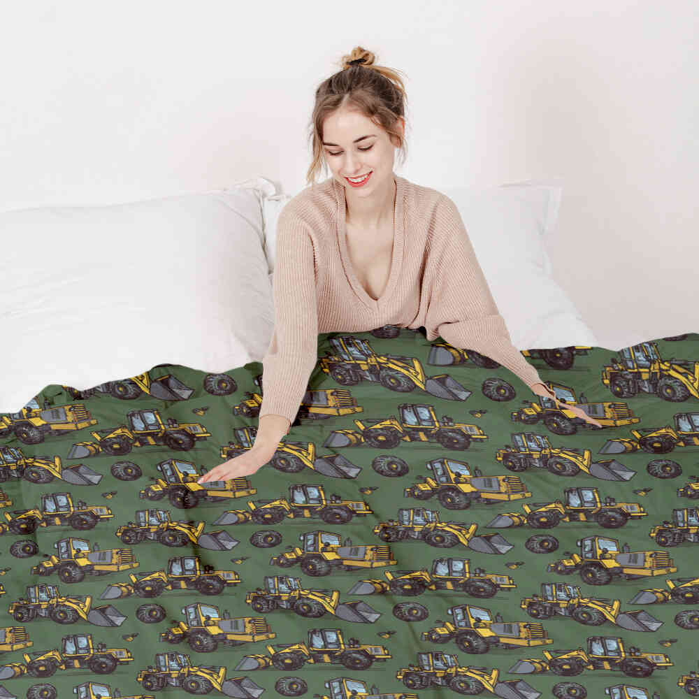 Couverture thérapeutique originale - Housse en coton verte Tracteur