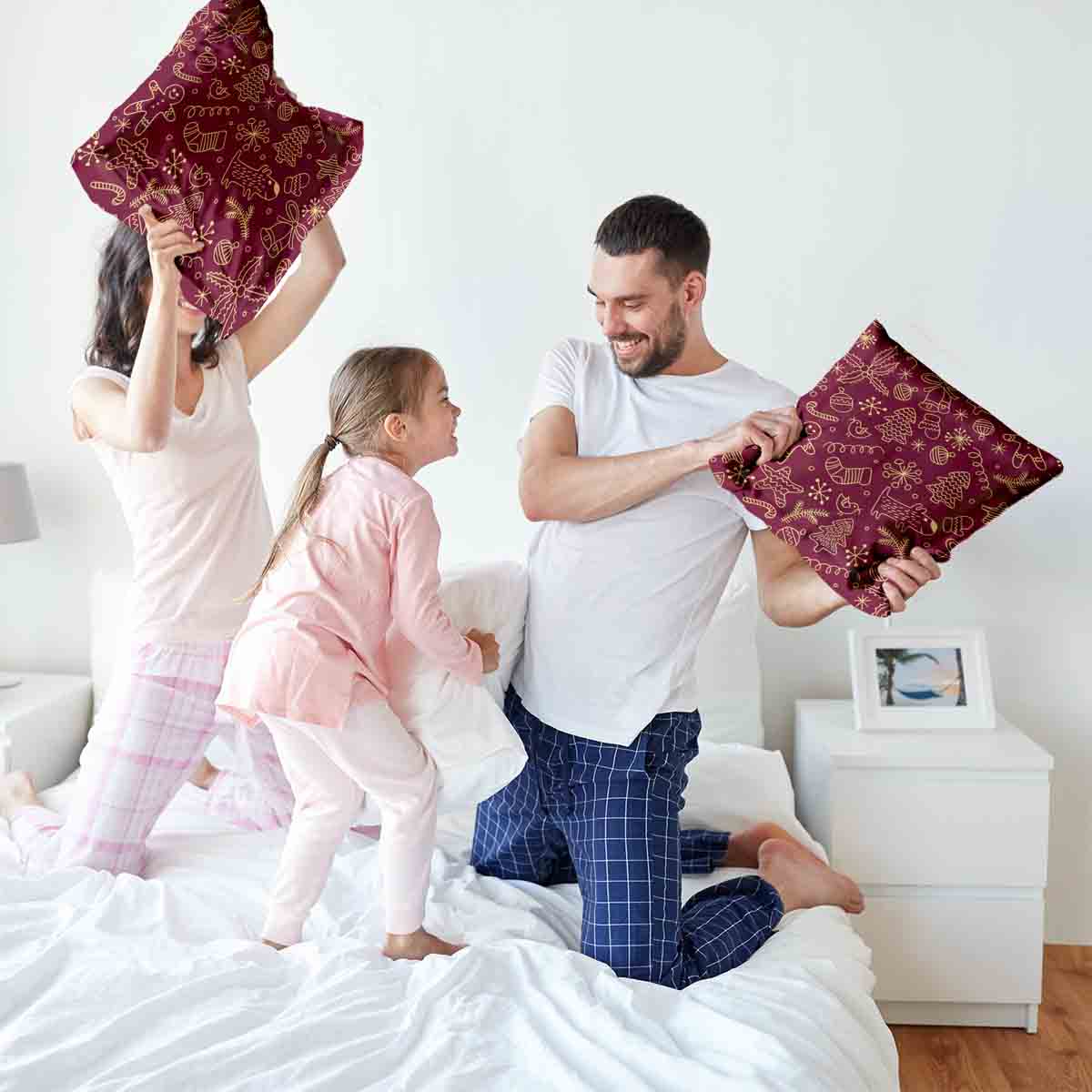 Coussin de santé rouge avec motifs de Noël amusants