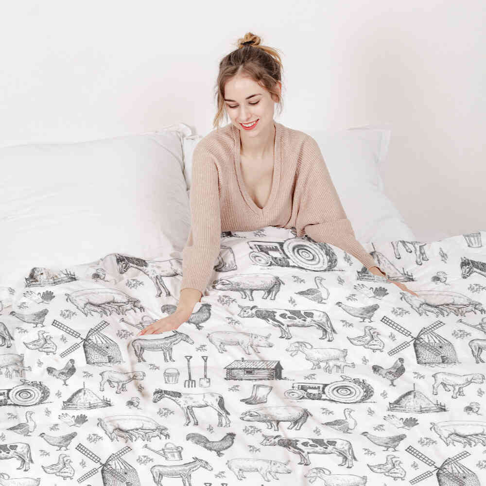 Couverture thérapeutique originale - Housse en coton gris ferme