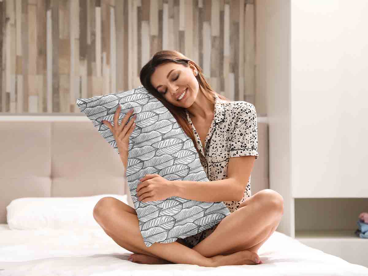 Coussin de santé gris avec feuilles d'érable