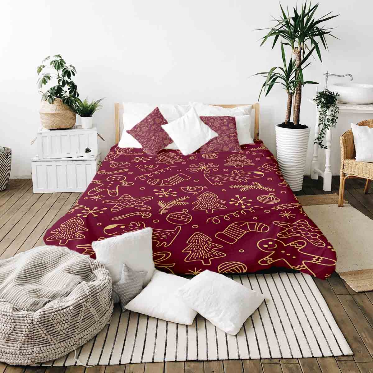 Original Therapiedecke - Ensemble de literie en coton Rouge avec motifs de Noël amusants