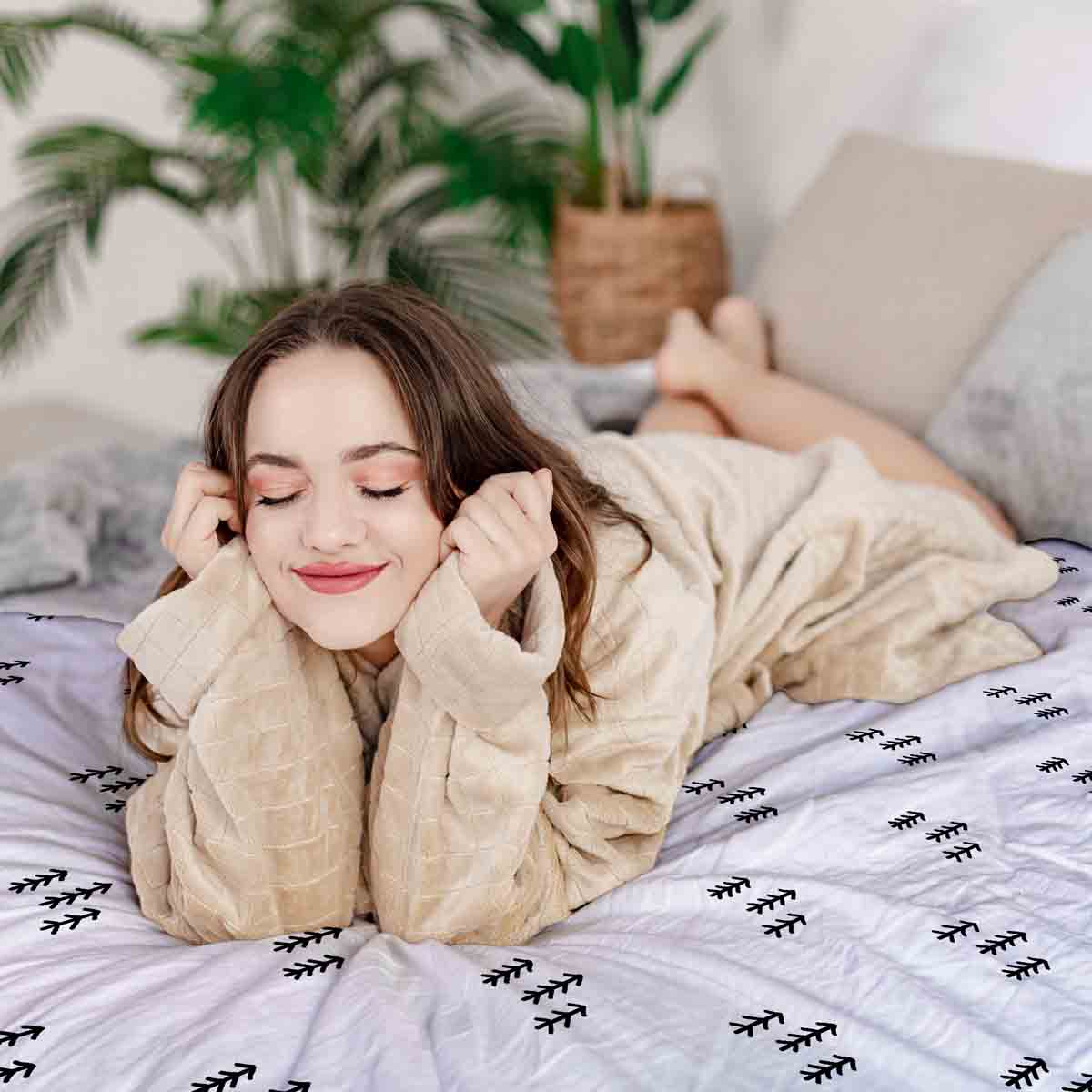 Couverture thérapeutique originale - Housse en coton blanche avec flèches noires