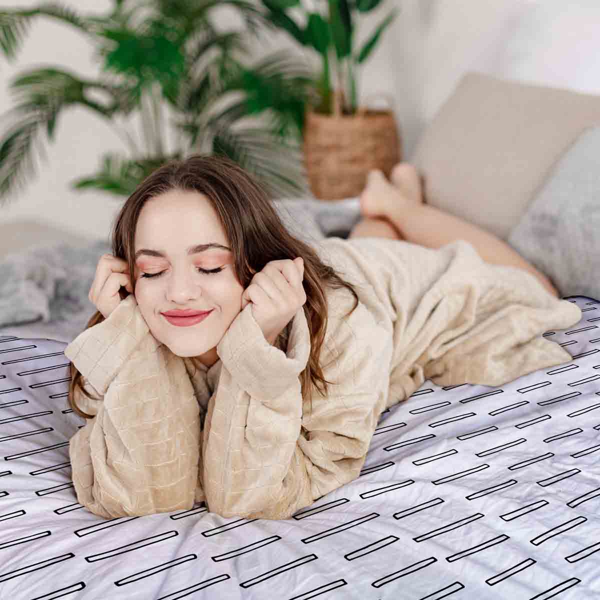 Couette de thérapie Ensemble de literie Blanc rayures épaisses
