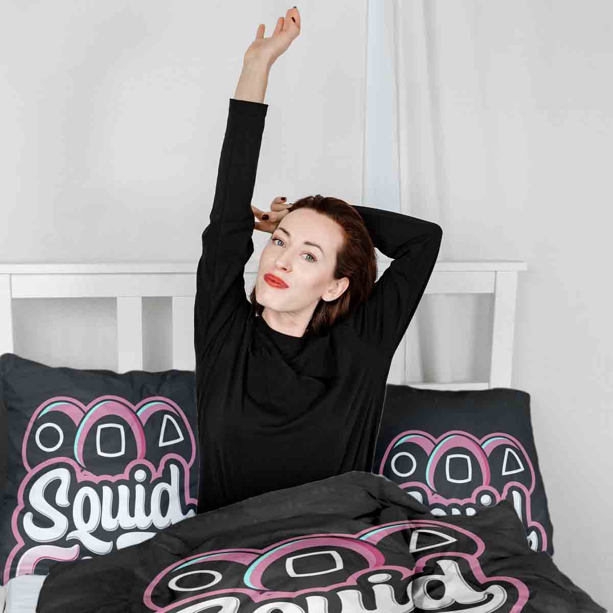 Couverture thérapeutique originale - Housse en coton noire Squid