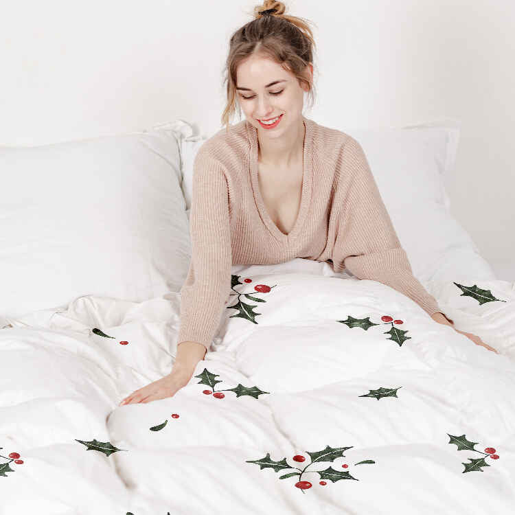 Original Therapiedecke - Ensemble de literie en coton blanc brindilles de gui