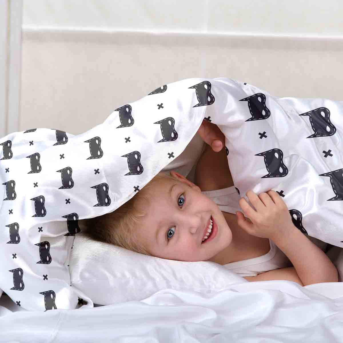 Ensemble de literie avec couverture thérapeutique blanc avec masque de chat