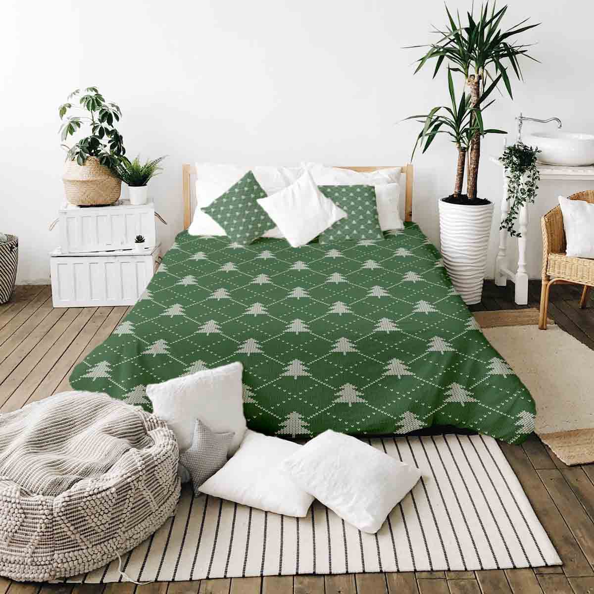 Original Therapiedecke - Ensemble de literie en coton Vert avec sapins