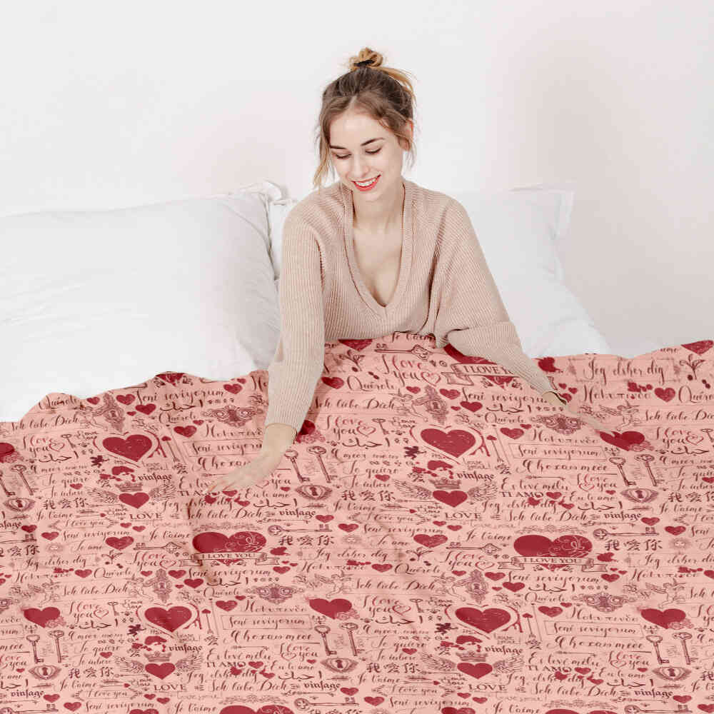 Original Therapiedecke - Ensemble de literie en coton Rose Je t'aime