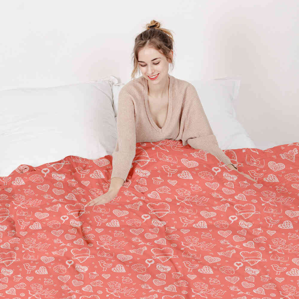 Housse de couverture chauffante en coton Amour et flèche d'amour
