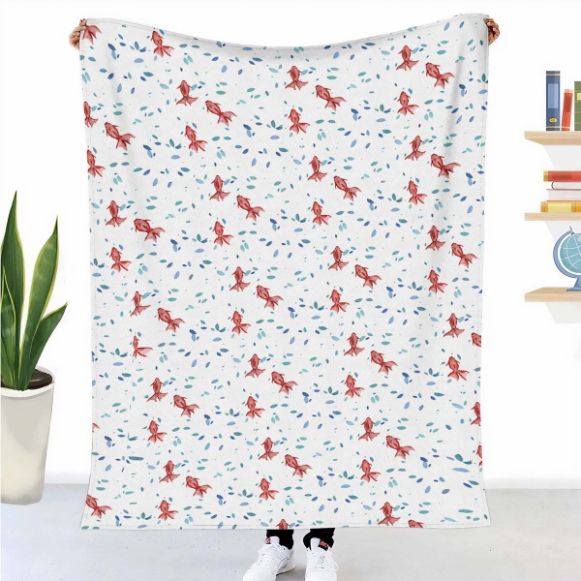 Couverture thérapeutique originale - Housse en coton Poissons rouges