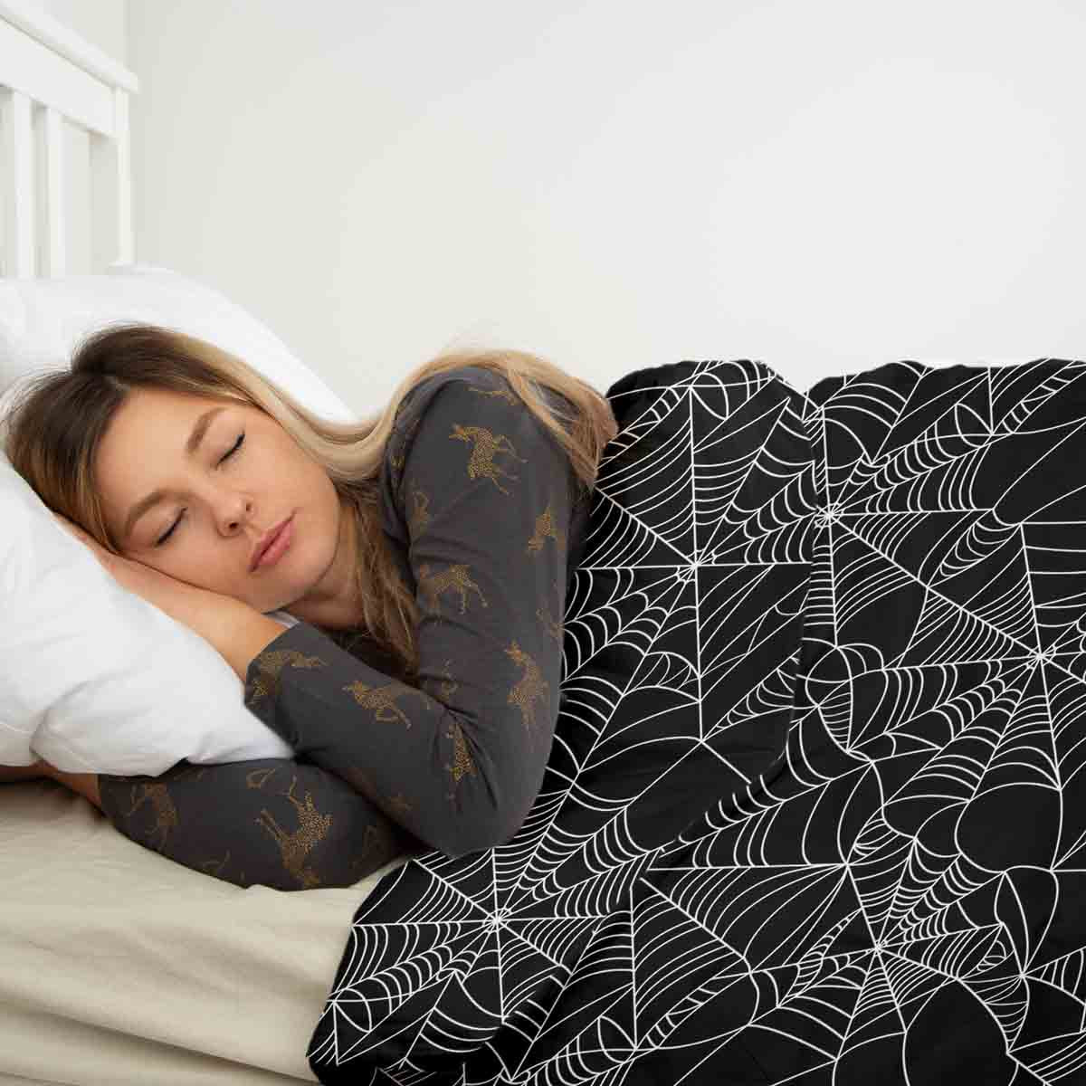 Couverture thérapeutique originale - Housse en coton noire avec toile d'araignée